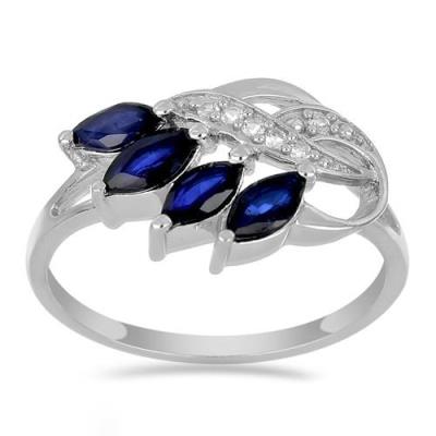 BUY 925 SILVER NATURAL BLUE SAPPHIRE MULTI GEMSTONE RING